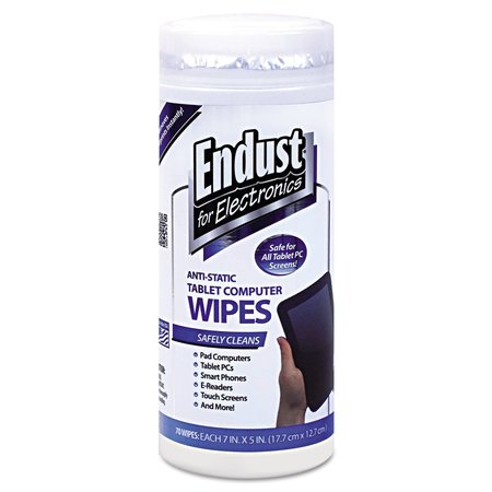 ENDUST Tablet and Laptop Cleaning Wipes, Unscented, 70/Tub 12596